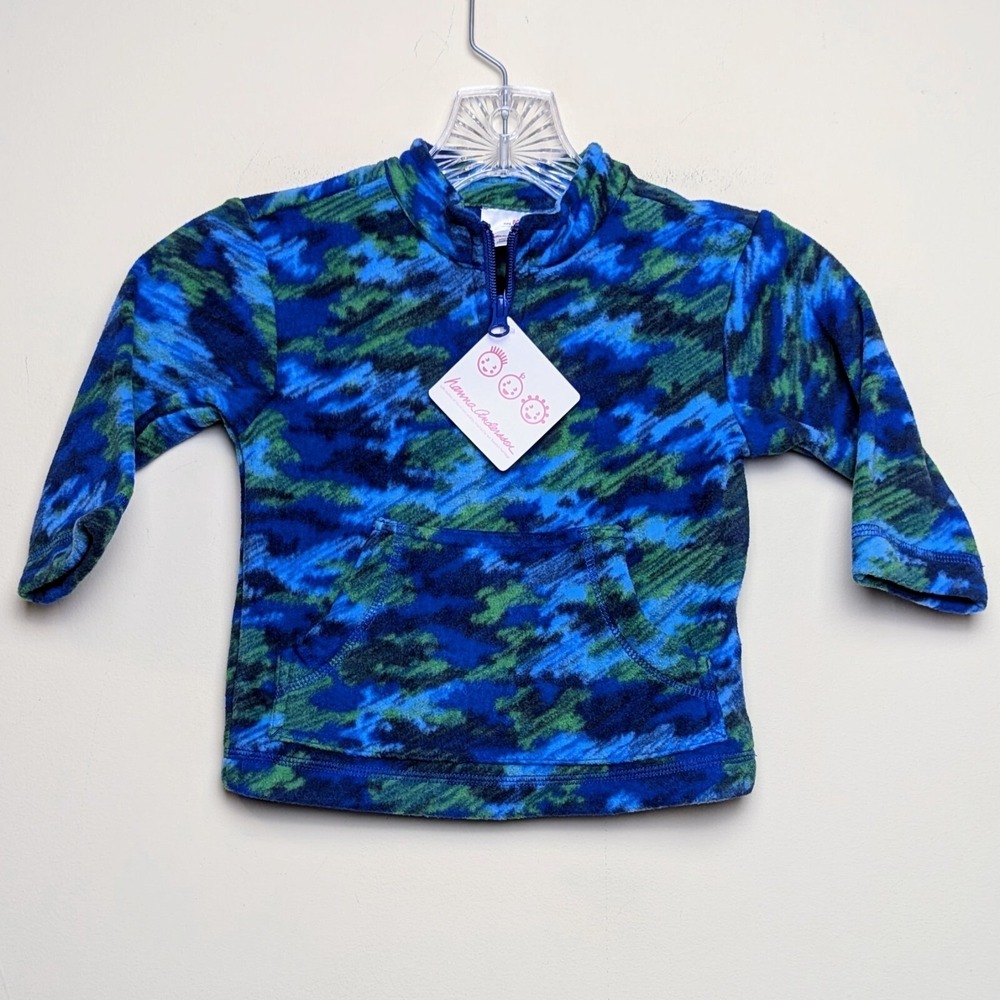 Hanna Andersson Blue Camo Half Zip Fleece Pullover Sweater Size 2T New NWT